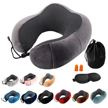 

Travel Pillow U-Shape Neck Pillow Inflatable Comfortable Folding Pillows For Office Flight Traveling Home Textile Shipping