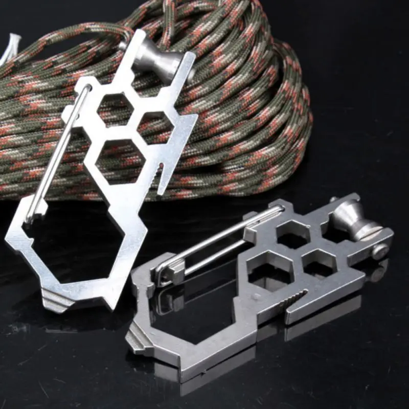 Multi-Tool Multifunctional D Shape Portable Stainless Steel Carabiner Straight Screwdriver Bottle Opener EDC Tool
