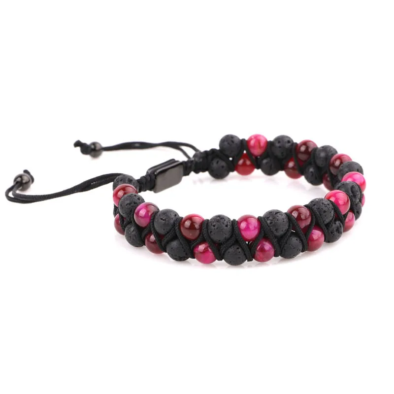 Men Women 6mm Lava Rock Stone Aromatherapy Essential Oil Diffuser Bracelet Braided Rope Natural Stone Yoga Beads Bracelets - Image 2