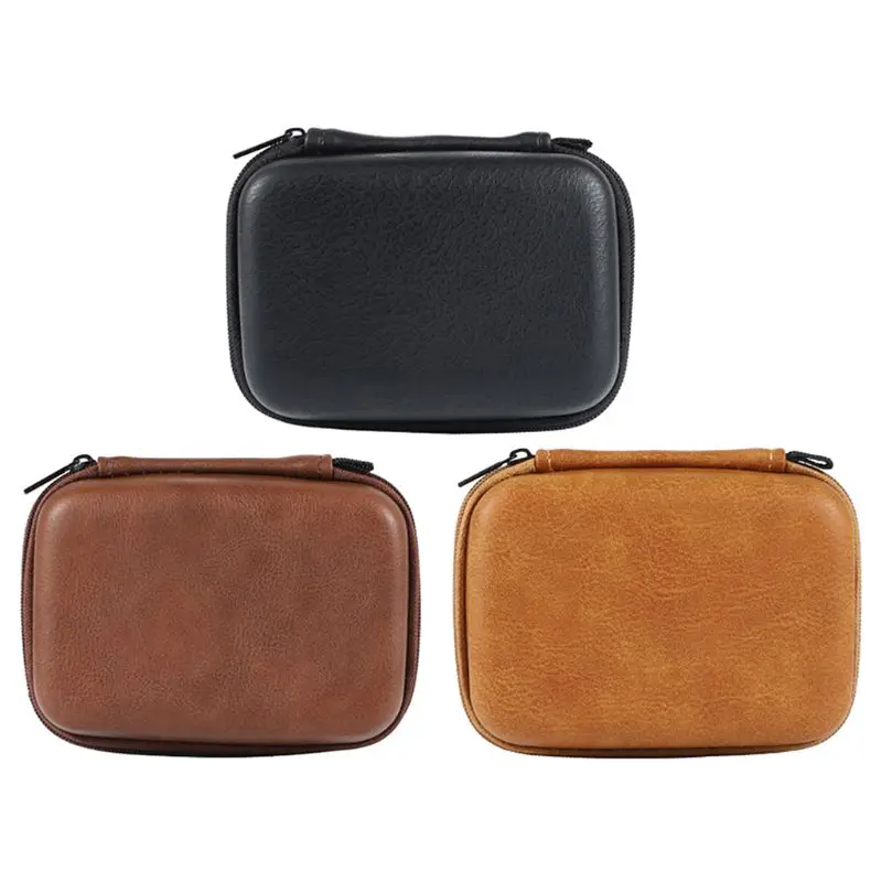 Sac de rangement en cuir pour écouteurs, organisateur de câble de données USB, étui de protection pour écouteurs, Mini pochette rigide à fermeture éclair