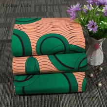 Lychee Life 3 ярда африканская настоящая восковая ткань с принтом лотоса хлопок нигерийские Ткани для женщин свадебный домашний текстиль