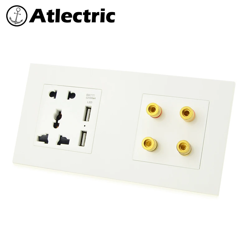 

Atlectric Universal Standard Plug Socket Sound Speaker Socket Double Wall Power Electrical Outlet