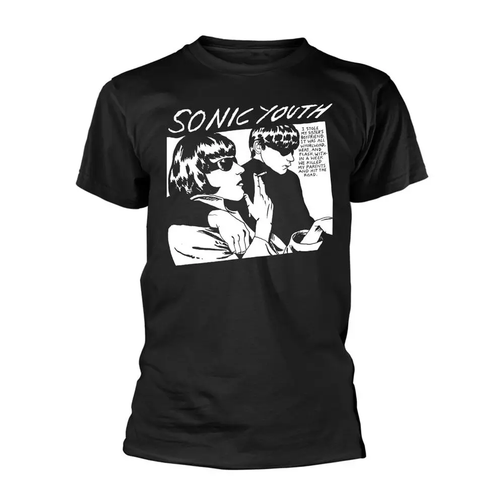 Sonic Youth Goo Black Thurston Moore Ким Гордон Официальная футболка мужская забавная хлопковая