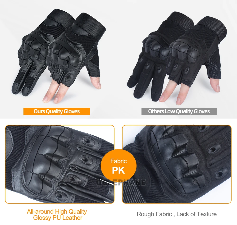 Leather Cycling Tactical Gloves Military Touchscreen Full Finger Fingerless