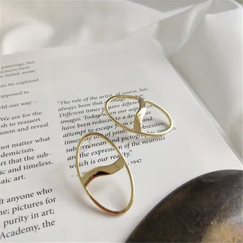 

RUIYI 925 Sterling Silver Women Geometric Waving Chic Stud Earrings Girls New Korean Style 18K Gold Oval Circle Niche Earrings