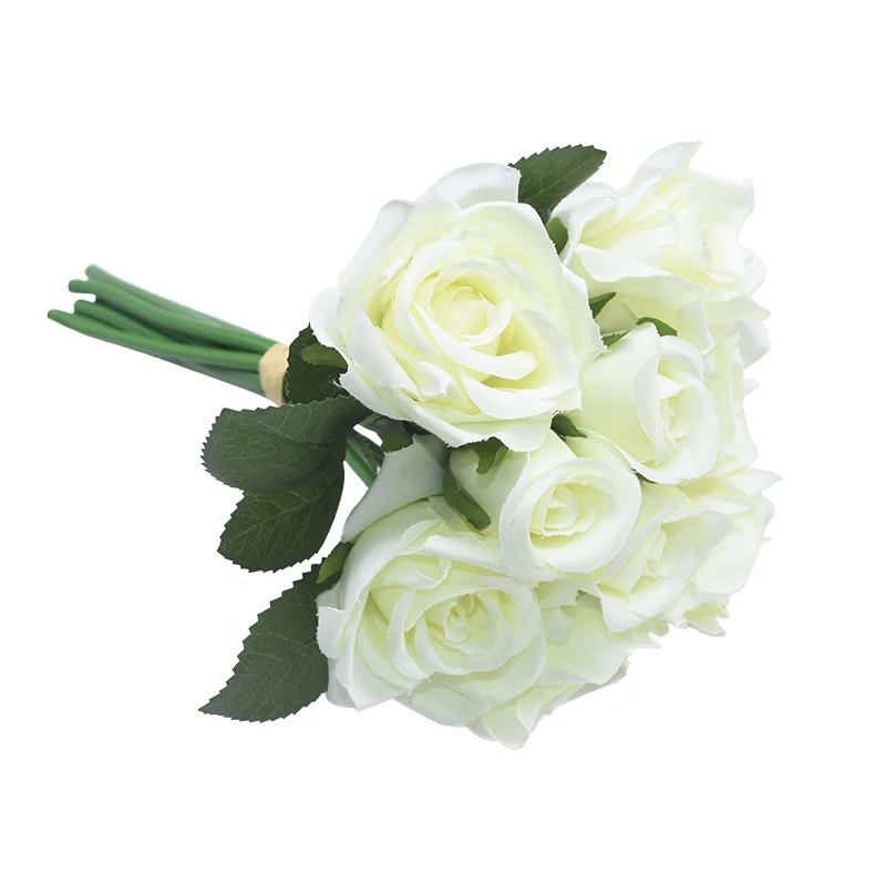 9 шт./компл. 4 см с каблуком 7 см шелковые розы букет Настоящее сенсорный Искусственные цветы для Свадебные украшения свадебные держат букет для дома и сада УП - Цвет: B15