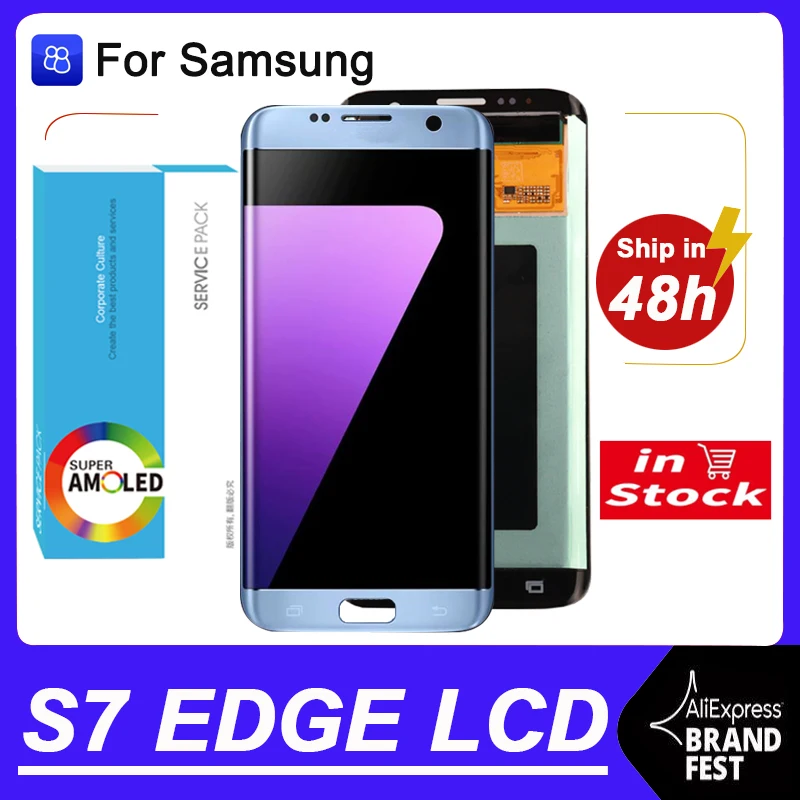 100% Original 5.5'' AMOLED For Samsung Galaxy S7 Edge G935 G935F SM-G935F LCD With Frame Display Touch Screen Repair Parts |