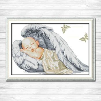 

Little angel sleeping baby pattern print canvas 14CT 11CT Cross Stitch Embroidery Home Decor Needlework