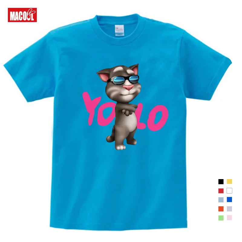 Kids T-shirt Детские толстовки с капюшоном для мальчиков с принтом «любимые онлайн игры с надписью «Can Speak Tom Cat» Футболки с изображением кота Тома и его друзей, 7 лет - Цвет: Kids T-shirt