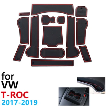 

Anti-Slip Rubber Cup Cushion Door Groove Mat for Volkswagen VW T-ROC TROC T ROC 2017 2018 2019 14Pcs Accessories mat for phone
