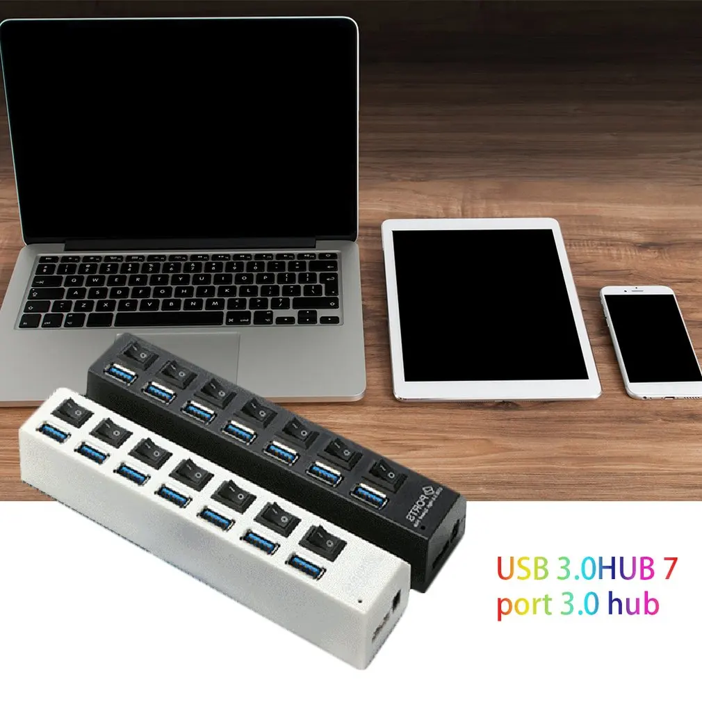 Usb-хаб Micro USB 3,0 концентратор разветвитель с адаптером питания USB 4/7 порт Hab высокоскоростной 5 Гбит/с USB разветвитель 3,0 концентратор для ПК Аксессуары