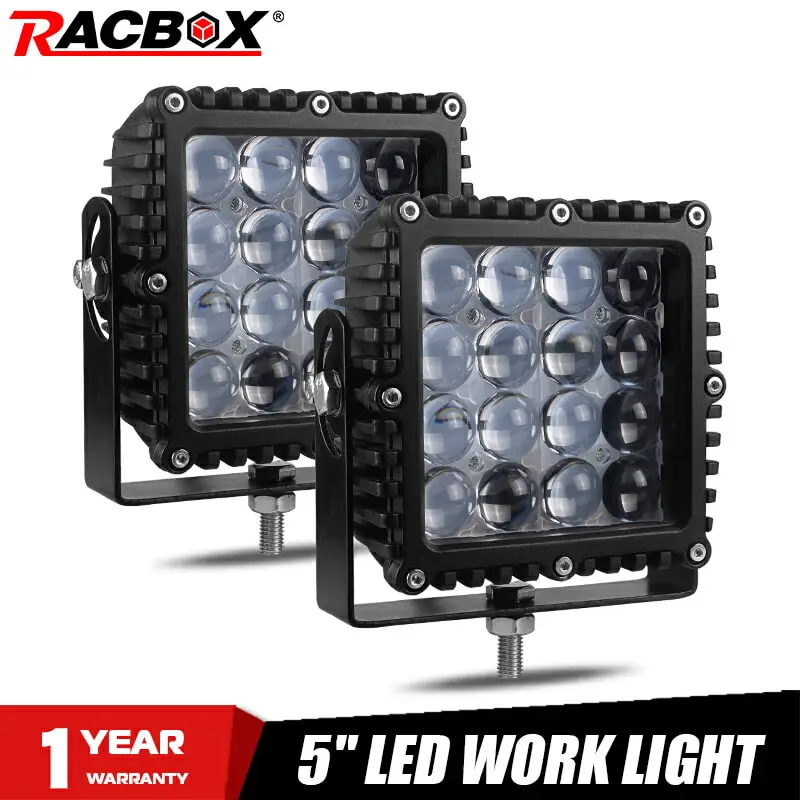 Racbox 2 шт. 5 дюймов светодиодный светильник квадратный прожектор Точечный светильник комбинированный светильник грузовик светильник 6000K для Jeep 4x4 ATV 4WD UAZ SUV 12V 24V
