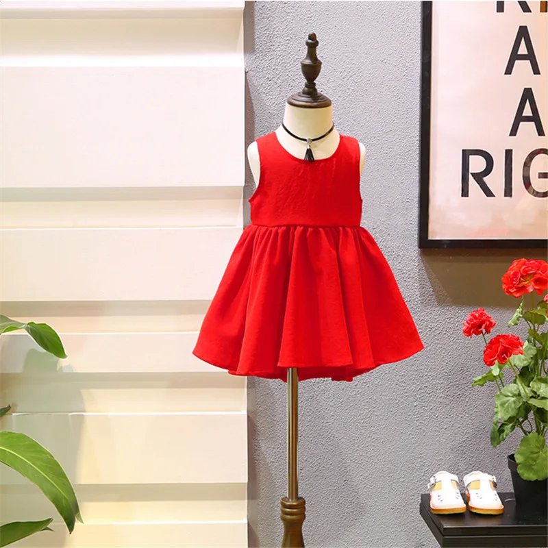 

Girls 2018 Summer Wear New Style Korean-style Dress Skirt Camisole Bow Western Style Little Girl Baby Girls Princess