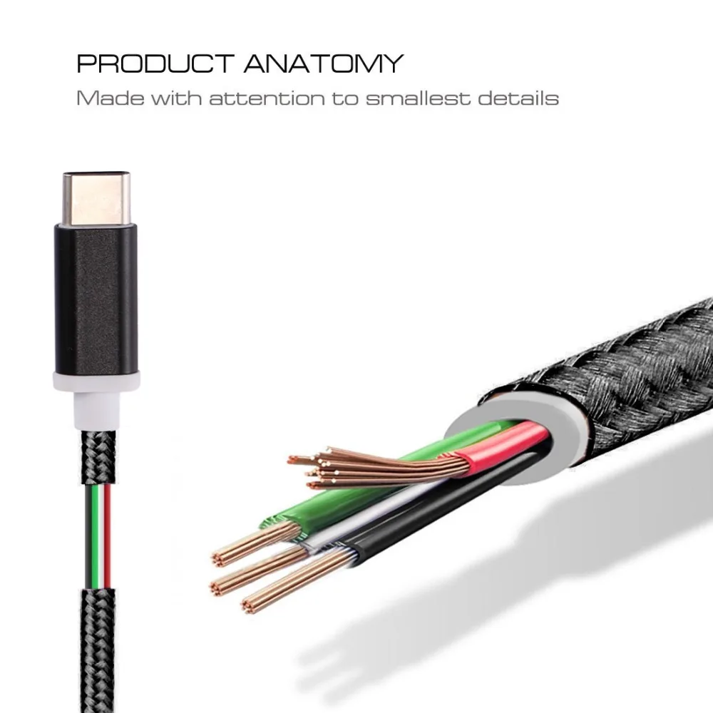 HAWEEL USB-C/type-C Мужской до 3,5 мм Женский переплетенный текстурный аудио адаптер для Galaxy S8& S8+/LG G6/huawei P10& P10 Plus