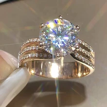Huitan Luxury Gold Color Women Engagement Wedding Rings Inlaid Shiny CZ Noble Party Jewelry Fine Anniversary Gift Fashion Rings