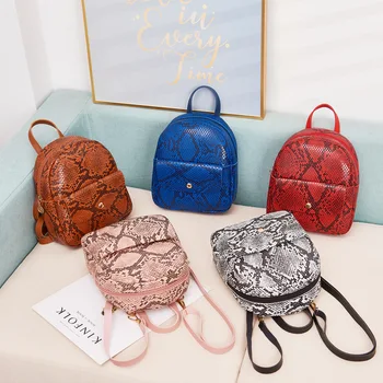

Women Fashion Retro Snakeskin Pattern Backpack Ladies Stylish Backpack for Travel Shopping Large Capacity Simple 2020 New