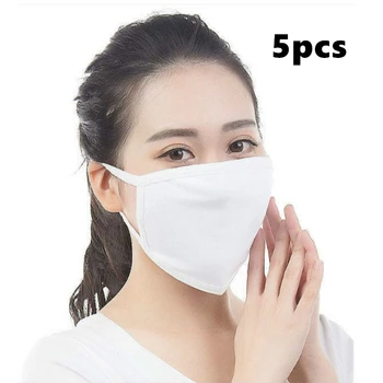 

5pcs Air Dust Mouth Face Mask Unisex Cotton Dustproof Pollution Mask Anti Women Men Muffle Earloop Washable Mask Cycling