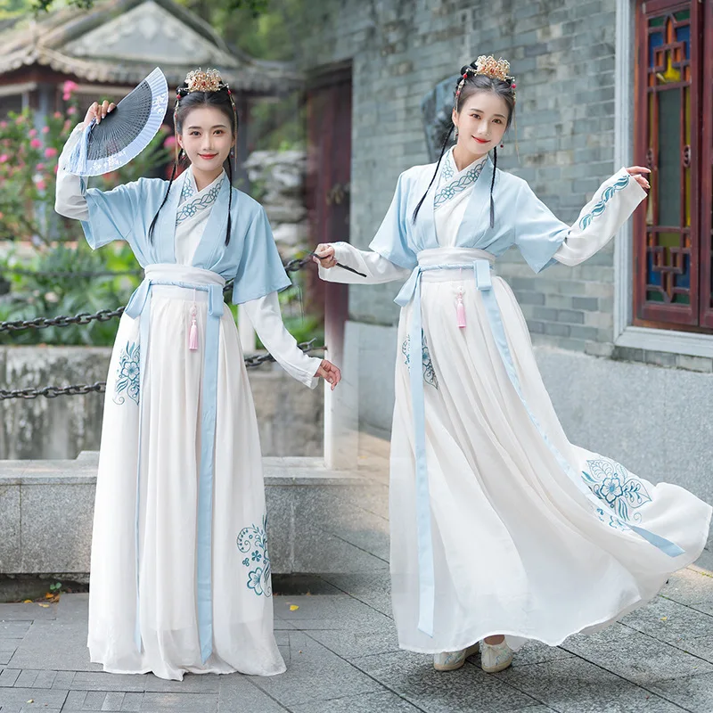 

Photo Shoot Origional 2019 Ethnic-Style Traditional Embroidery Flower Chinese Clothing Cross Neck Tops Waist-Jacket Skirt Three-