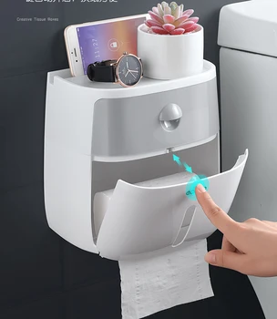 

Waterproof toilet paper holder for toilet paper holder, bathroom dispenser storage box, toilet paper holder, wall-mounted punch-