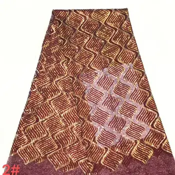 

Red African Lace Fabric With Sequin Lace Nigerian Sequins lace High Quality African Lace Fabric For Dress LCD921