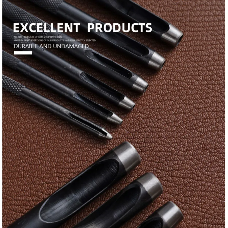 QUARKZMAN 12pcs Cuir Ovale Trou Poinçon Inox Acier Avec A5 Découpe Tapis PVC Oblong Trou Poinçon Perforateur Outil Creux Poinçon Ensemble Pour Cuir