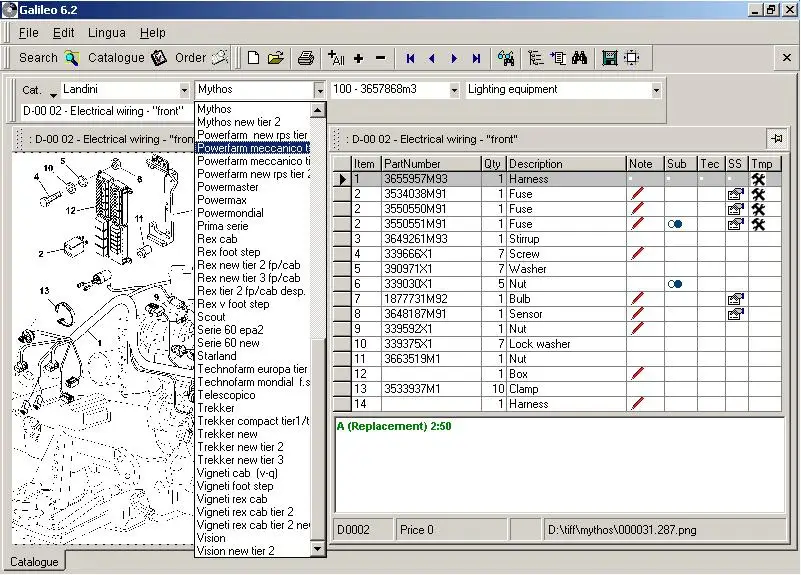 Landini 7.3 Galileo Parti Di Ricambio Elettroniche Di Identificazione Catalogo