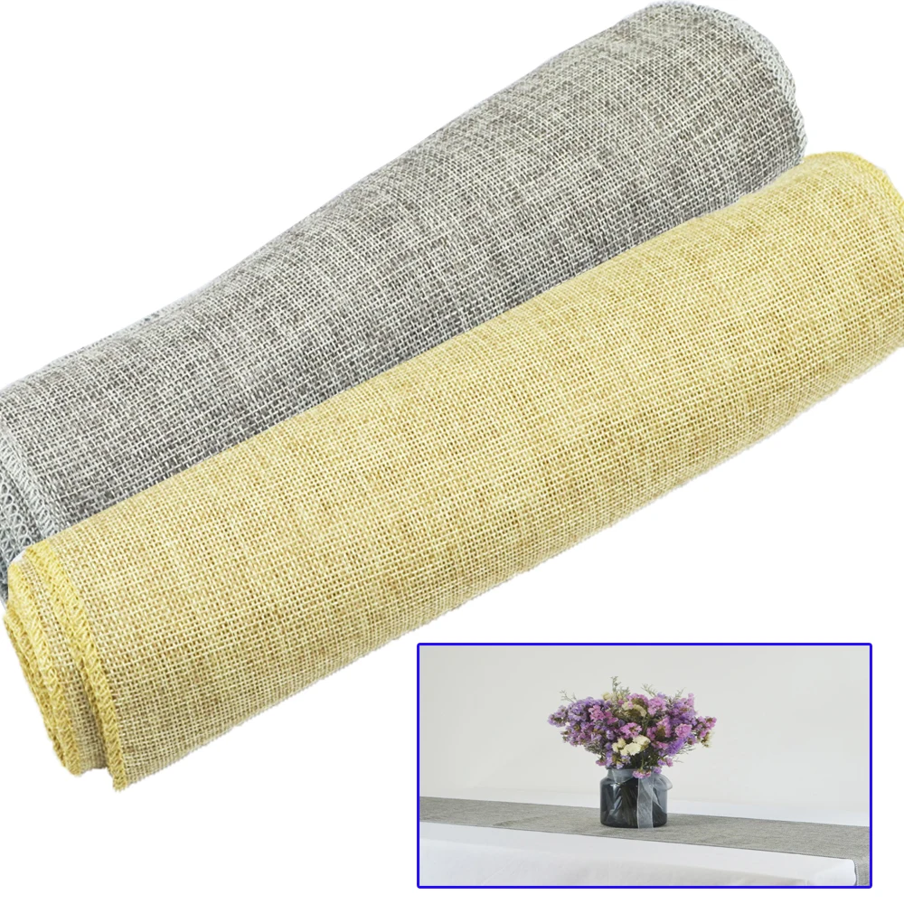 Rustic Table Runner Natural Imitated Linen Table Cloth Runners for Wedding Christmas Birthday Baby Shower Party