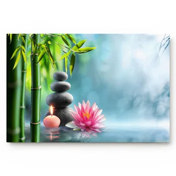 

Lotus Bamboo Stones Candle Spa Zen Blue Bath Rugs Non-Slip Doormat Door Mat Bathroom Accessories