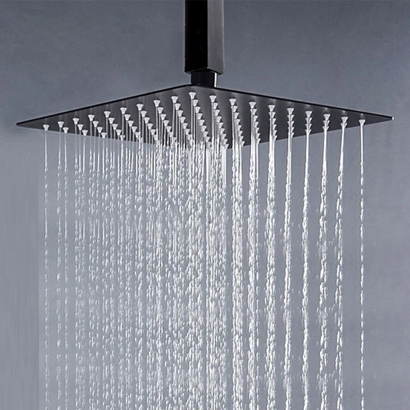 Matte Black Bathroom Basin Fauc Digital Shower Faucet Set Concealed Shower Tap Ceiling Installation Ultra-thin Faucet Head