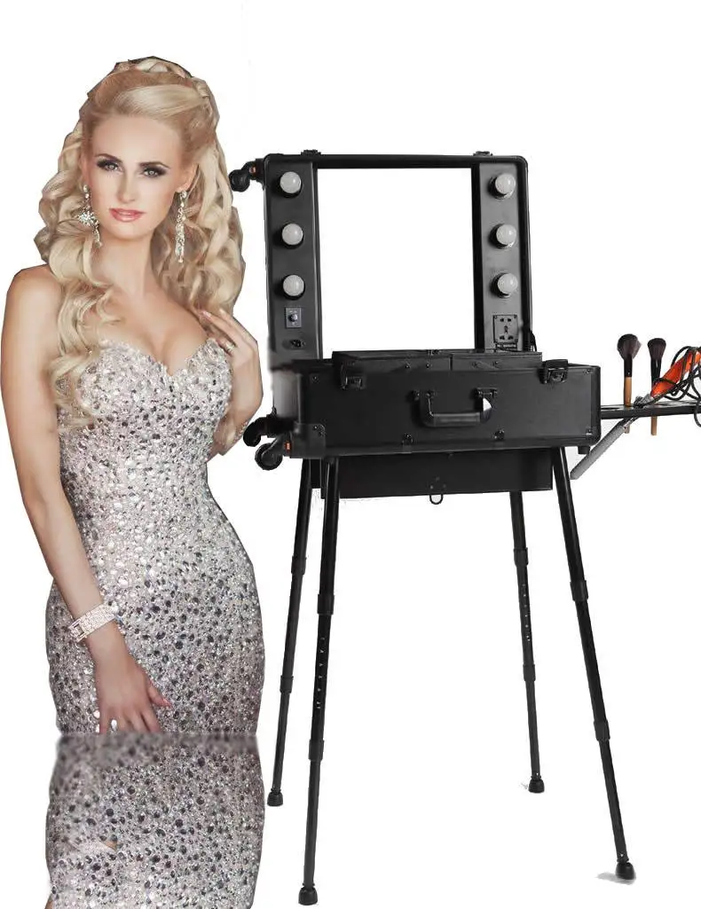 

With Bulb with Stand Profession Trolley Cosmetic Case Large-Volume Light Boxes LED Bulb