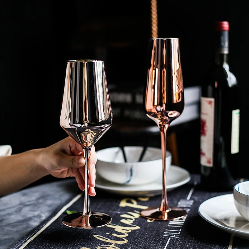 Скандинавский позолоченный бессвинцовый бокал для вина, кружка для домашнего питья Кубок для шампанского очки Бар Отель вечерние кружки винного цвета посуда для напитков