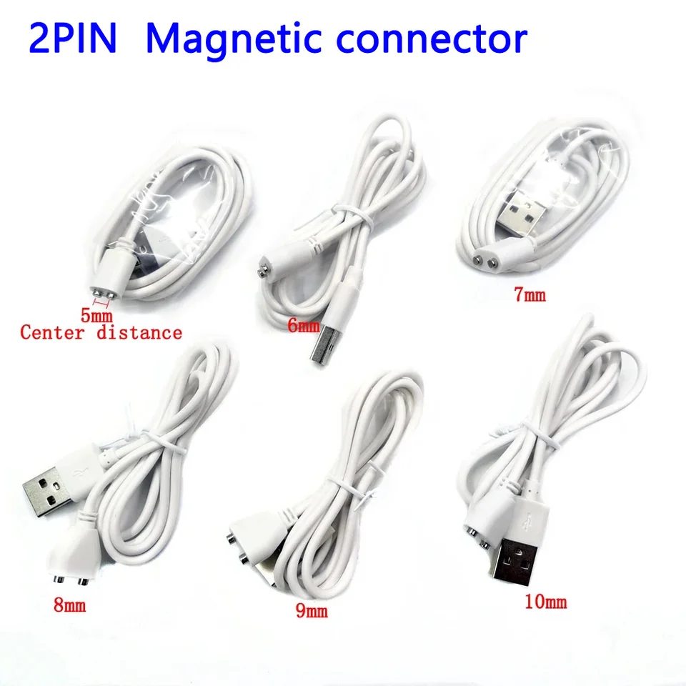 Caricabatterie magnetico per massaggiatore, 2 pezzi, cavo di ricarica magnetico USB DC a 2 pin, cavo di ricarica di ricambio per massaggiatore wireless per spazzolino elettrico Smart Watch (9 mm/0,35