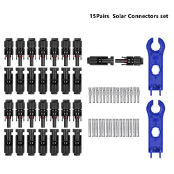 15Pairs(30Pcs) 30A Solar Connectors Male&Female IP67 Waterproof With 1Pairs(2Pcs) Of Spanners, For Photovoltaic Cable Connector