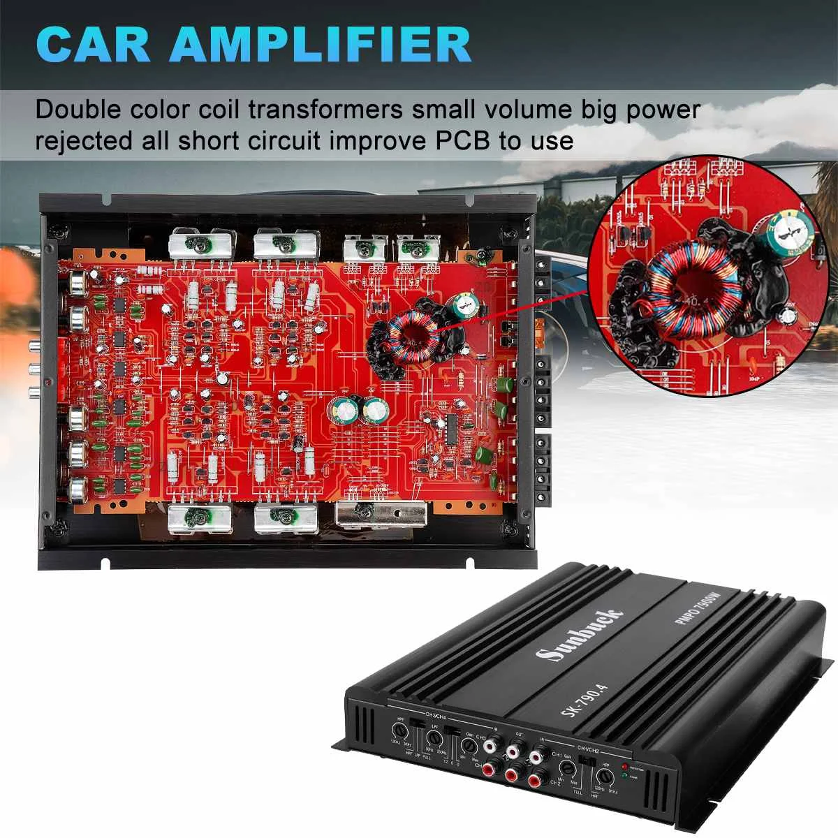 Amplificador De Sonido Audio Para Carro 6800W 4 Canal Subwoofer Para Auto  Carros