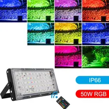 AC220-240V прожектор 50 Вт Светодиодный прожектор RGB 7 режимов Светодиодный прожектор Водонепроницаемый IP66 прожектор настенный уличный с пультом дистанционного управления