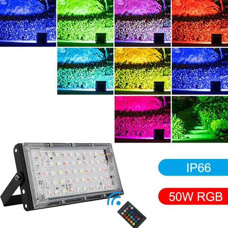 AC220 240V прожектор 50 Вт светодиодный прожексветильник RGB 7 режимов Светодиодный