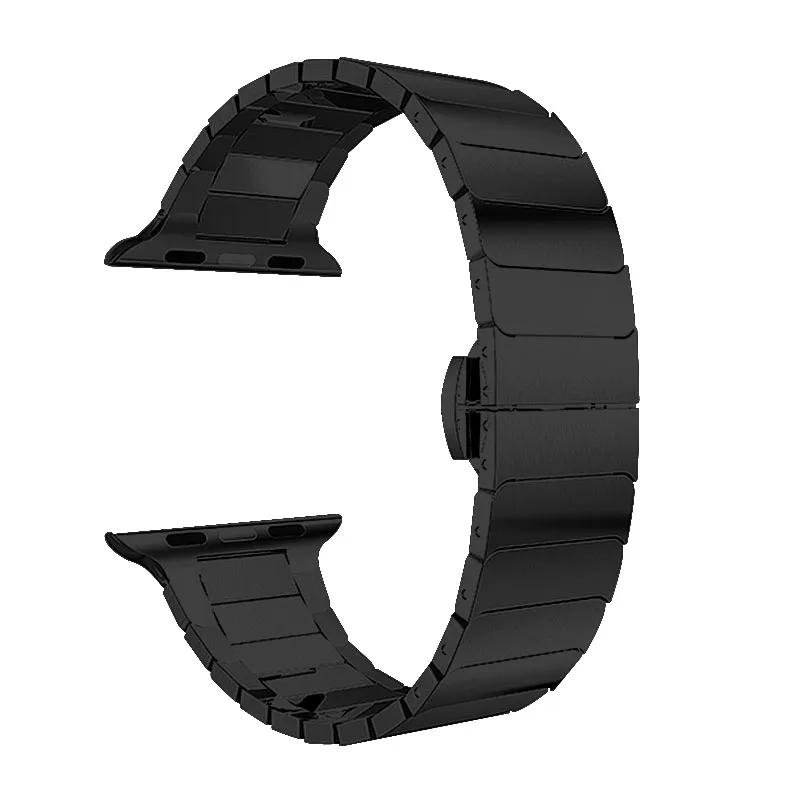 Ремешок из нержавеющей стали с застежкой-бабочкой для Apple Watch 38, 40, 42, 44 мм металлический браслет для Apple Watch аксессуары