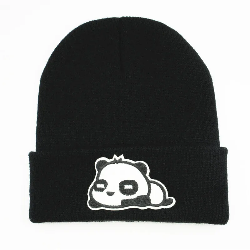 LDSLYJR хлопковая утолщенная вязаная шапка с вышивкой в виде панды, зимняя теплая шапка Skullies, шапка бини для мужчин и женщин 385