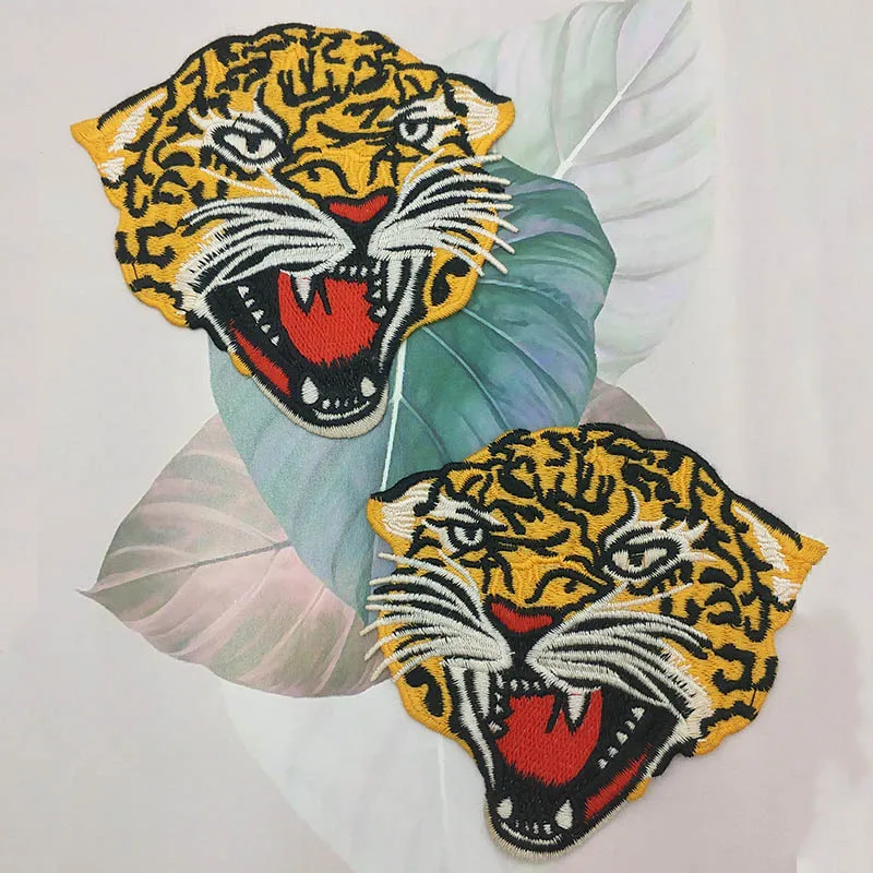 

1 pair New Animal Tiger Embroidery sew On Patches For Clothes Applique DIY Hat Coat Dress Accessories Cloth Sticker