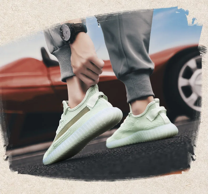 Hot Selling Archeology Yellow Coconut Shoes Men's Breathable Fly Woven Sports Footwear Running Shoes Summer MEN'S SHOES 350v2 Ba