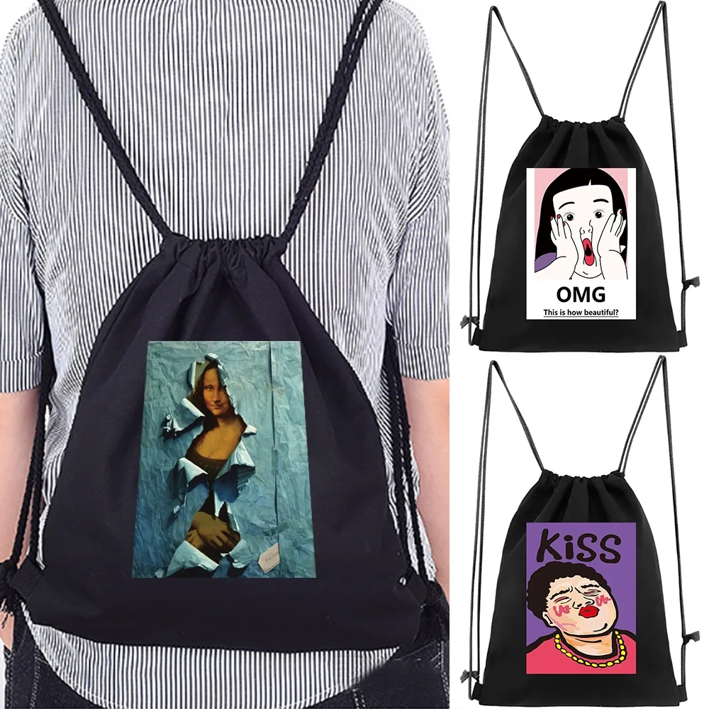 

Drawstring Backpack Bag Shoulders Unisex Gym Portable Outdoor Bag Gift Storage Bags Travel Storage Bags Casual String Knapsack