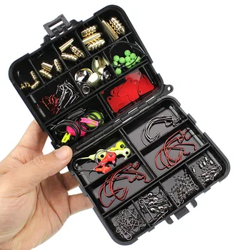 

128pcs/set Rock Fishing Accessories Kit PP ABS Fishhooks Lead Sinker Swivel Connector Steel Wire Set Fising Tool