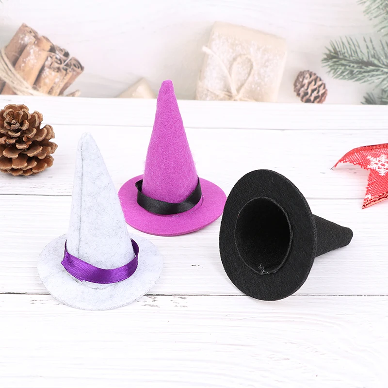 6pcs New Mini Felt Witch Hats Handmade Wine Bottle Decor for Halloween DIY Hair Accessories Crafts Halloween Party Supplies 10pcs aquarium brine shrimp incubator cap artemia hatcher accessories diy bottle system regulator valve kit pet supplies