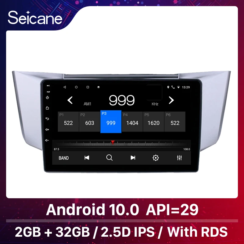 Автомобильный мультимедийный плеер Seicane 2 гб + 32 Android 10 0 API 29 IPS радио мультимедиа
