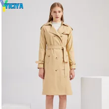 

YICIYA Trench Women French Temperament Spring Design Vintage Tunic Sashes Loose Retros Double Breasted Met Windbreaker Female