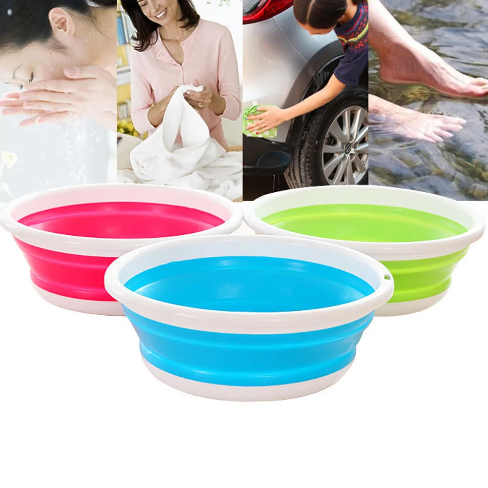 Simple Life Folding Bucket Portable Camping Fishing Car Washing Tool For Kitchen Barthroom Wash Vegetables Fruit Portable Basin