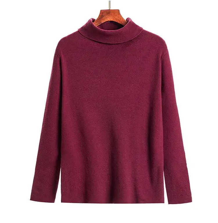 Осенний свитер размера плюс, 10 цветов, Зимний вязаный женский пуловер, свитер большого размера, топы, базовый свитер с высоким воротом, трикотажный джемпер