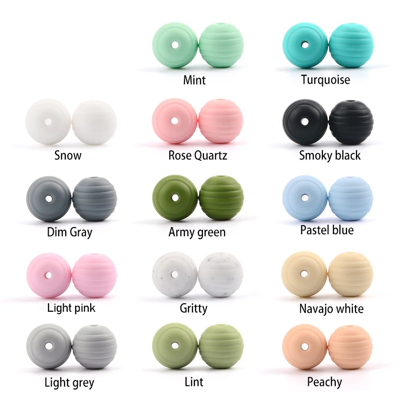 LOFCA 100pcs 벌집 실리콘 구슬 식품 학년 Threade 실리콘 Teether DIY Pacifier 클립 나선형 목걸이  Teether 만들기