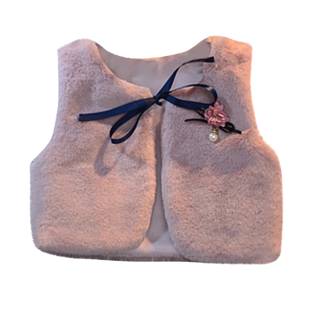 Pink Fashion Children Vest autumn winter Shawl Sweater Vest Brooch decoration Keep Warm Children kids vest kamizelka dziecko#guahao - Цвет: Pink