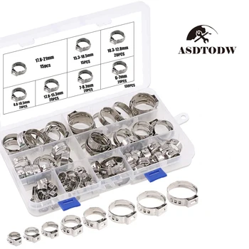 

80/130pcs Pipe Clamps 304 Stainless Steel Hose Clips Fuel Hose Pipe Clamps Durable Anti-oxidation
